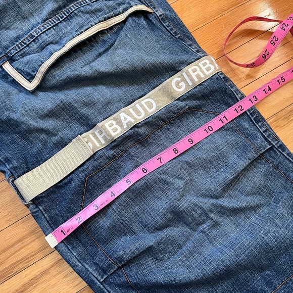 VTG Girbaud Shuttle Tape Straps Jeans Spellout Y2K 90s Silver Baggy Loose Wide - Picture 11 of 12
